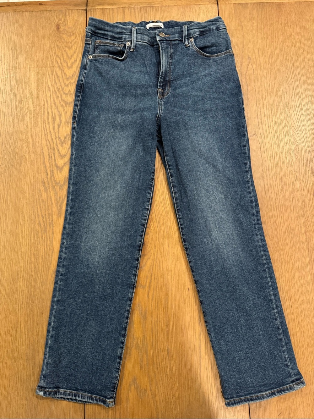 Good American Petite Classic High-Rise Straight Women’s Jeans - Dark Blue